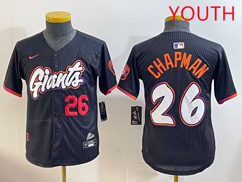 Youth San Francisco Giants 26 Chapman Black Joint Name 2025 Nike MLB Jersey style 2